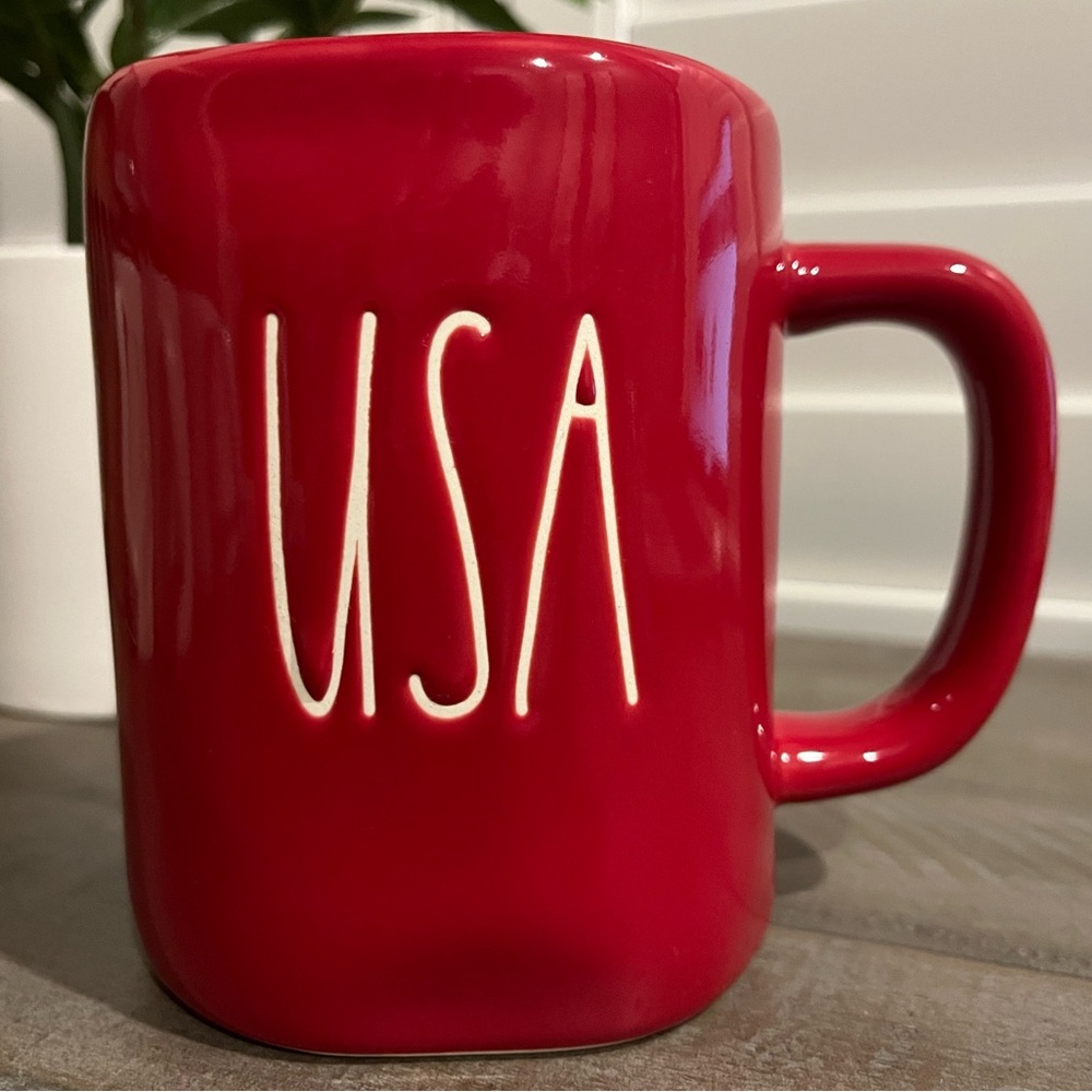 Rae Dunn USA Red Ceramic Mug